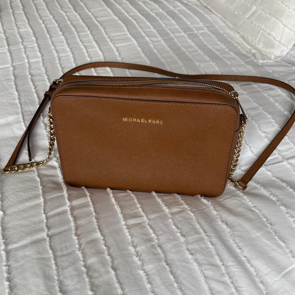 Michael Kors Brown Crossbody Bag with Gold Accents